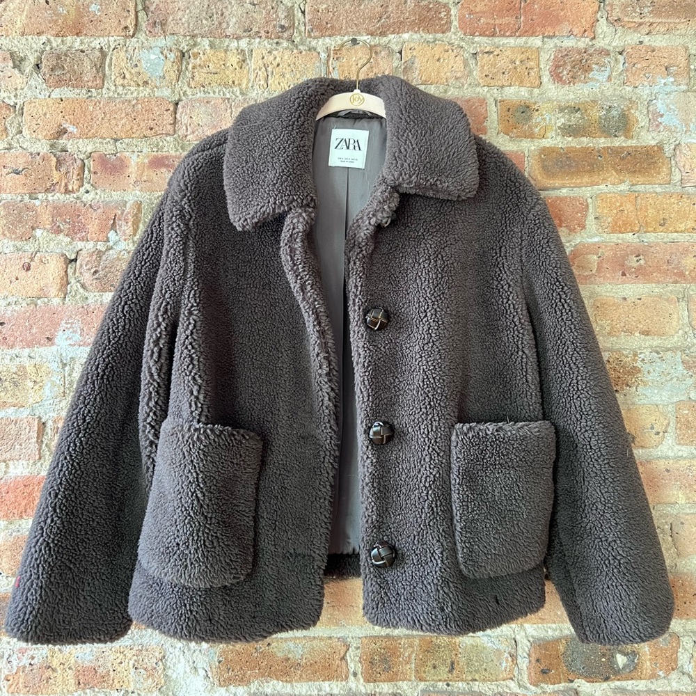 Zara Brown Teddy Jacket